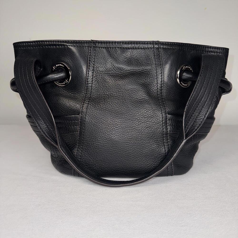 B. Makowsky Black Pebble Leather Shoulder Bag A93569
